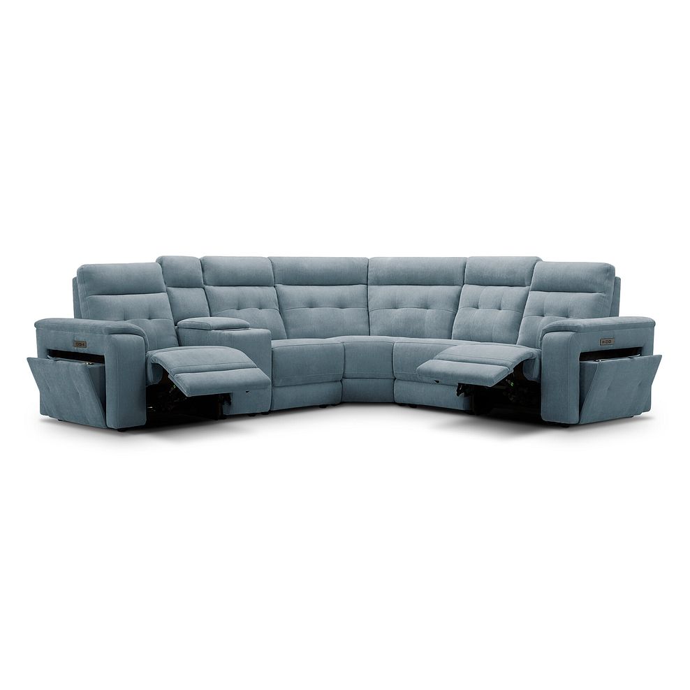 Juno Large Corner Electric Recliner Sofa With Wireless Charging Console and Power Headrests in Amigo Mineral Fabric 4