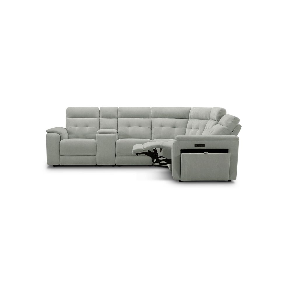 Juno Large Corner Electric Recliner Sofa With Wireless Charging Console and Power Headrests in Amigo Sage Fabric 7