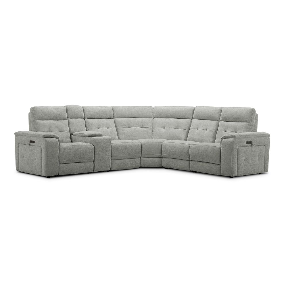 Juno Large Corner Electric Recliner Sofa With Wireless Charging Console and Power Headrests in Hopsack Dove Fabric 2