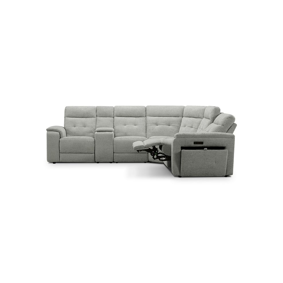 Juno Large Corner Electric Recliner Sofa With Wireless Charging Console and Power Headrests in Hopsack Dove Fabric 7