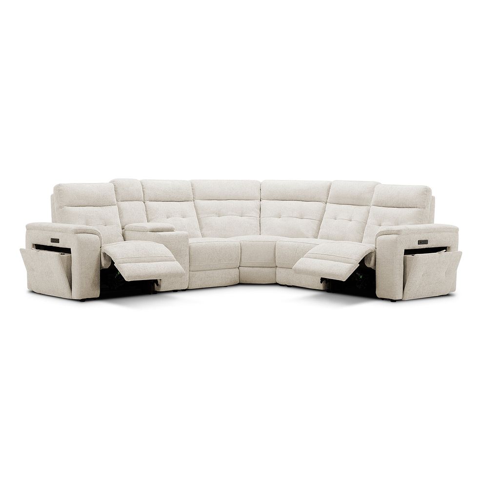 Juno Large Corner Electric Recliner Sofa With Wireless Charging Console and Power Headrests in Hopsack Natural Fabric 3