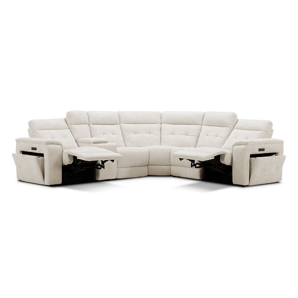 Juno Large Corner Electric Recliner Sofa With Wireless Charging Console and Power Headrests in Hopsack Natural Fabric 4