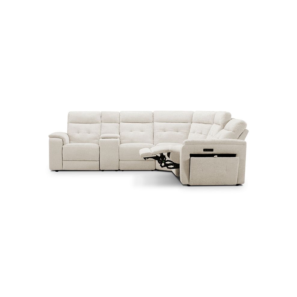 Juno Large Corner Electric Recliner Sofa With Wireless Charging Console and Power Headrests in Hopsack Natural Fabric 6