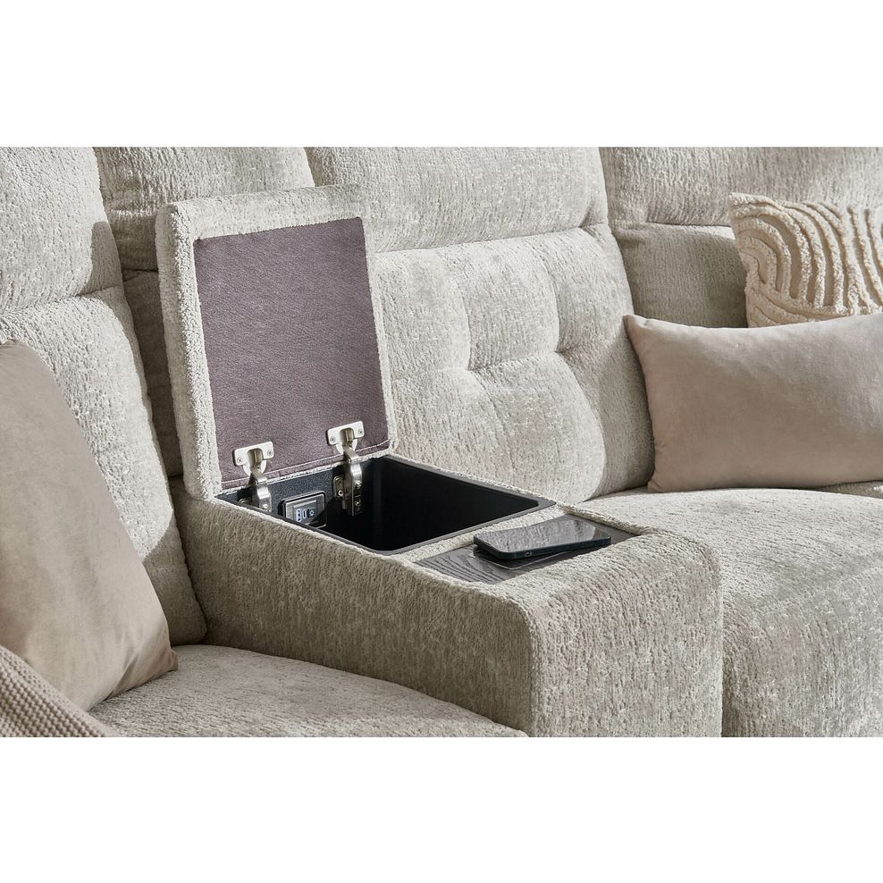Juno Large Corner Electric Recliner Sofa With Wireless Charging Console and Power Headrests in Koto Turtle Dove Fabric 3