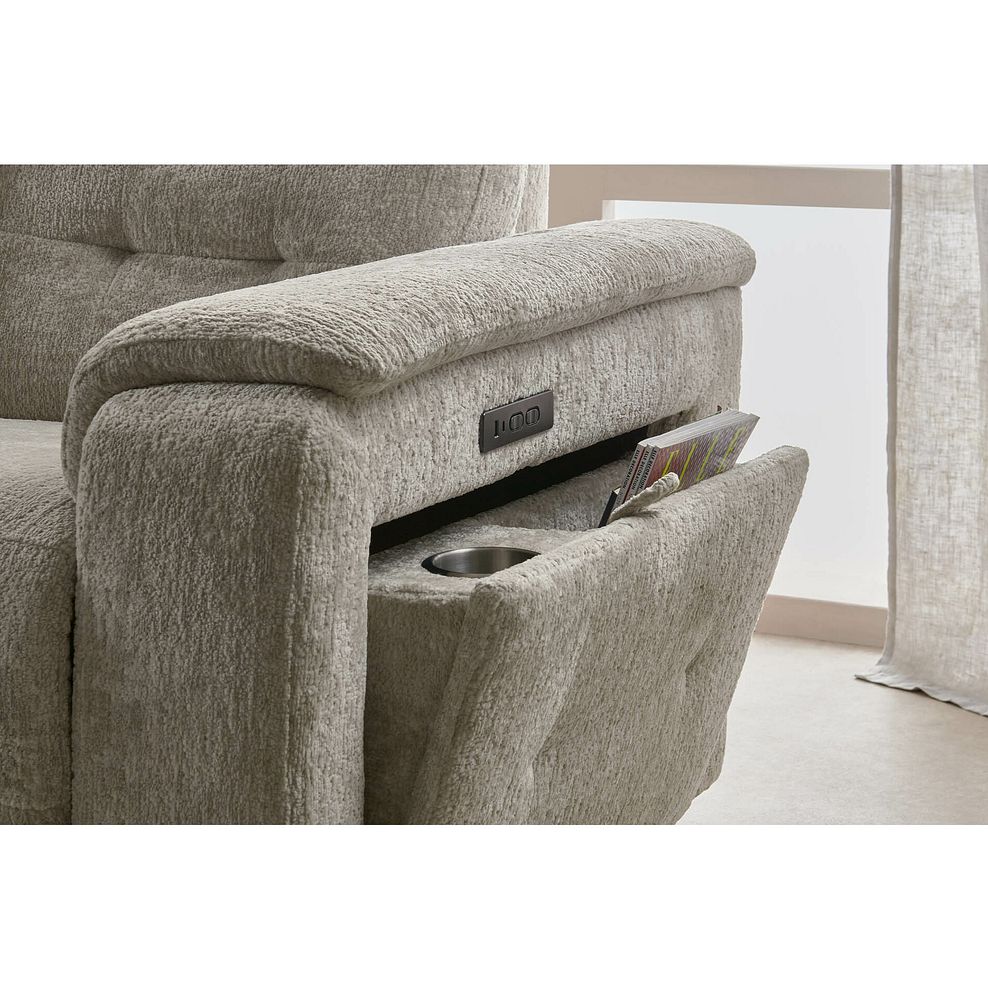 Juno Large Corner Electric Recliner Sofa With Wireless Charging Console and Power Headrests in Koto Turtle Dove Fabric 4