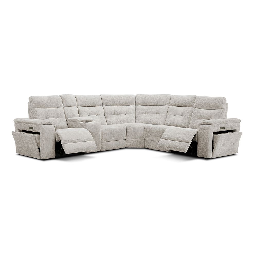 Juno Large Corner Electric Recliner Sofa With Wireless Charging Console and Power Headrests in Koto Turtle Dove Fabric 6