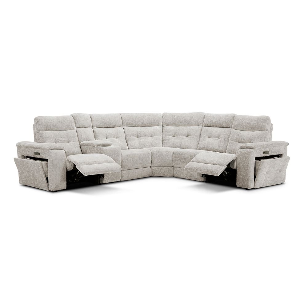 Juno Large Corner Electric Recliner Sofa With Wireless Charging Console and Power Headrests in Koto Turtle Dove Fabric 7