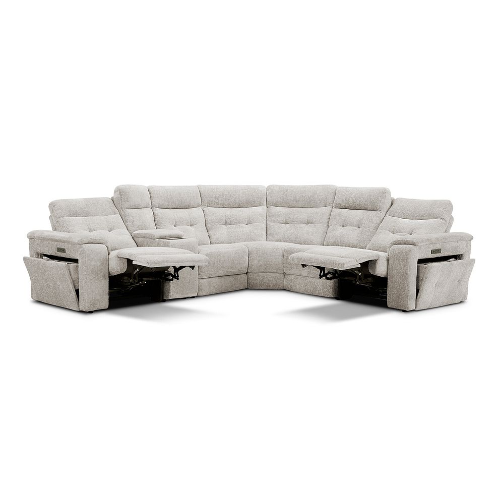 Juno Large Corner Electric Recliner Sofa With Wireless Charging Console and Power Headrests in Koto Turtle Dove Fabric 8