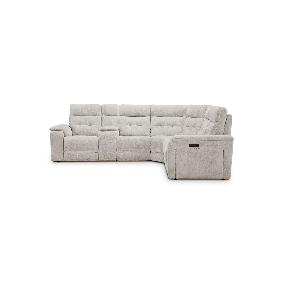 Juno Large Corner Electric Recliner Sofa With Wireless Charging Console and Power Headrests in Koto Turtle Dove Fabric 9