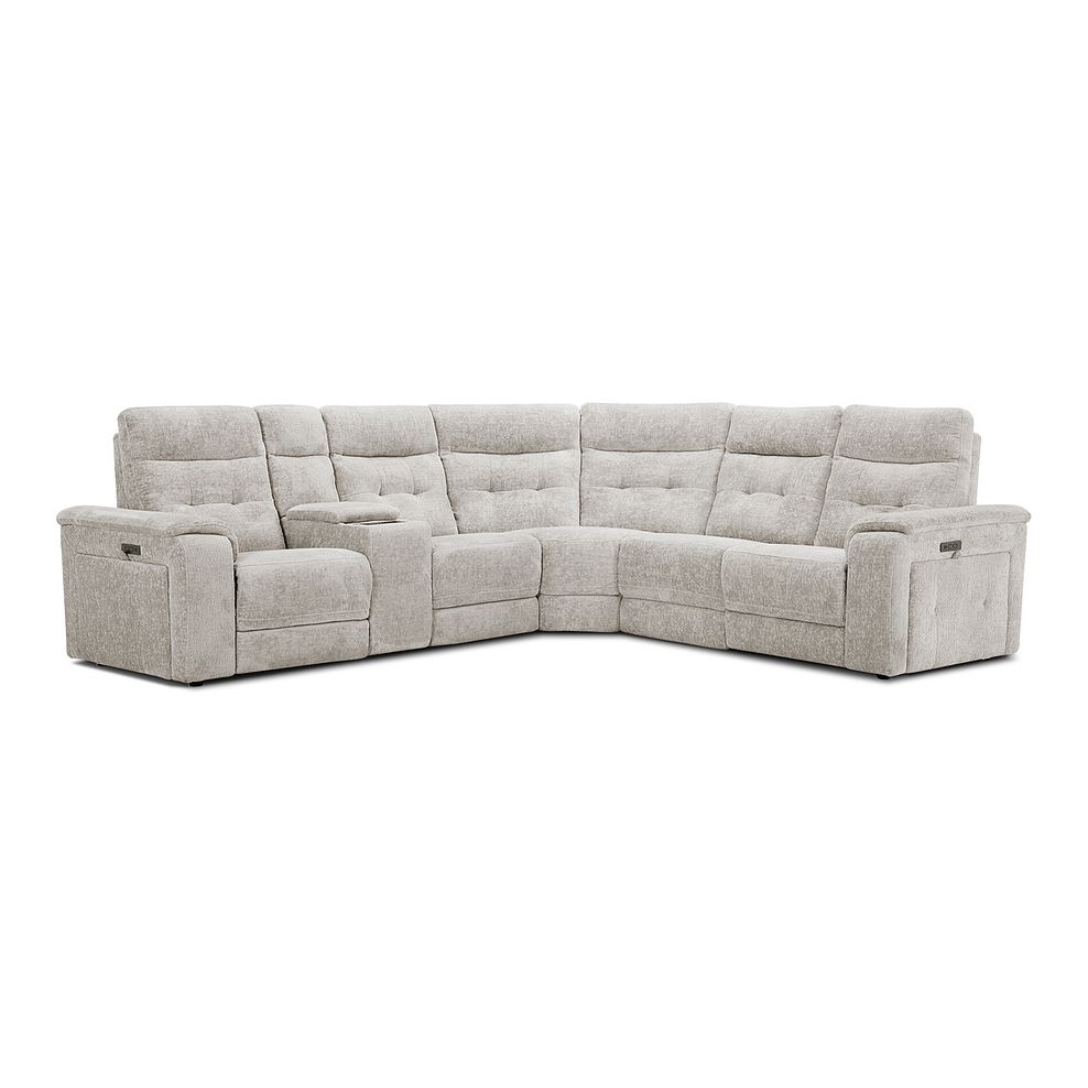 Juno Large Corner Electric Recliner Sofa With Wireless Charging Console and Power Headrests in Koto Turtle Dove Fabric 2