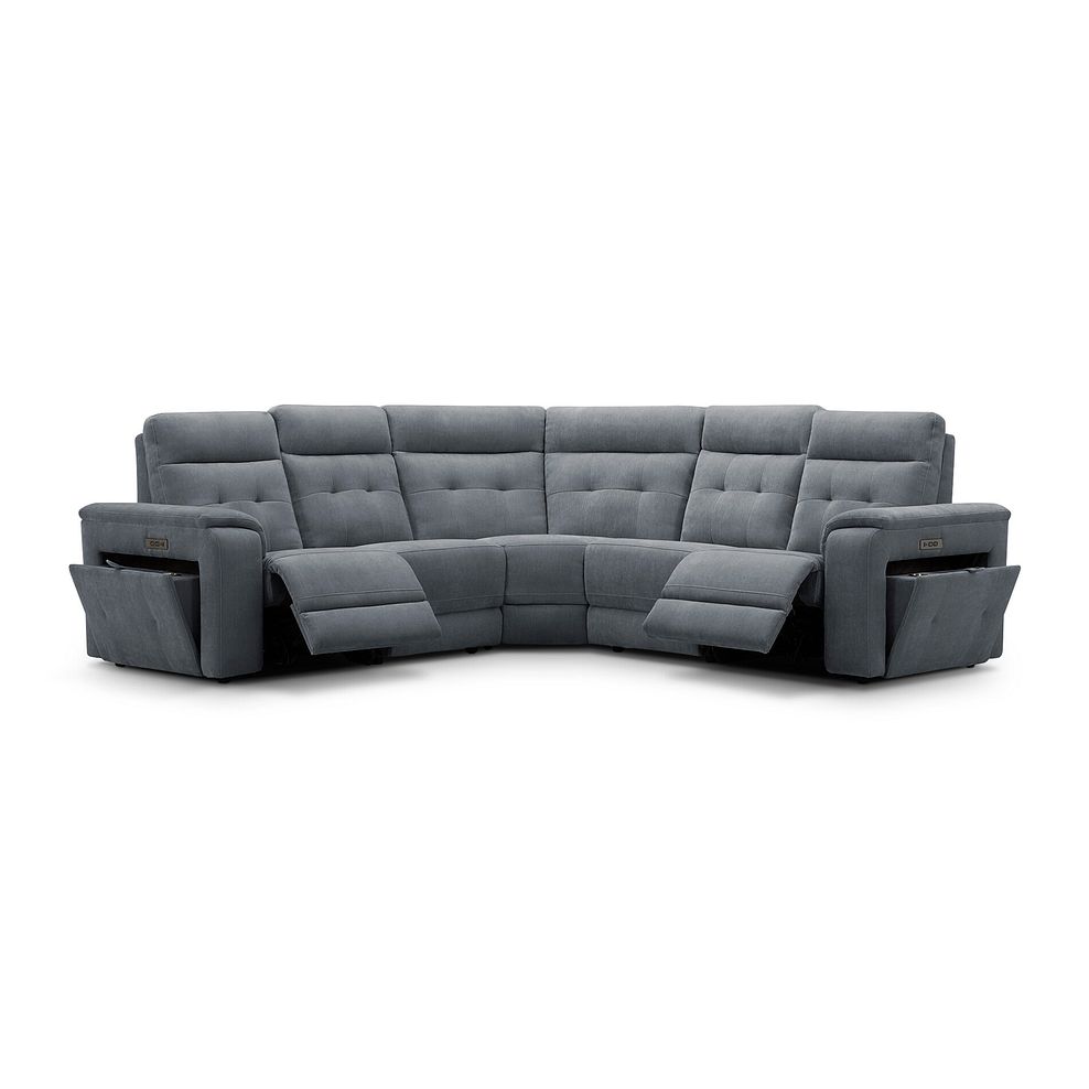 Juno Large Corner Electric Recliner Sofa With Power Headrests in Amigo Coal Fabric 2