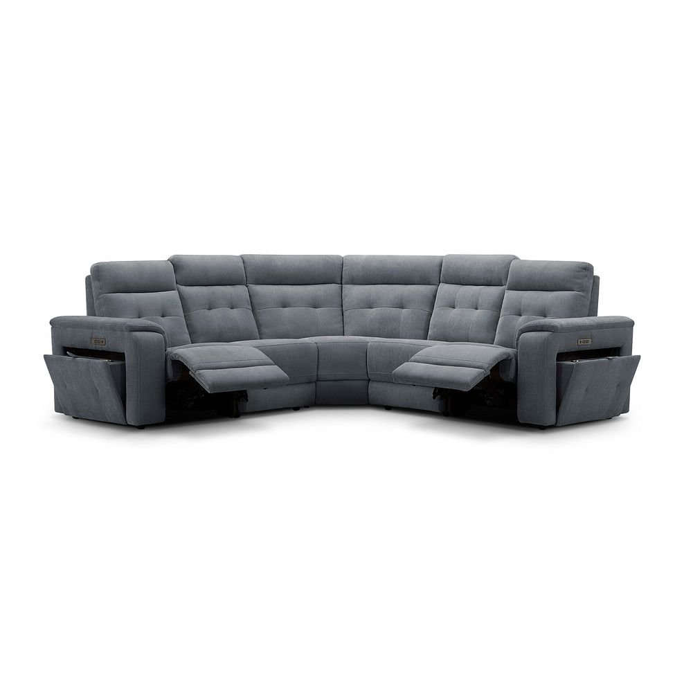 Juno Large Corner Electric Recliner Sofa With Power Headrests in Amigo Coal Fabric 3