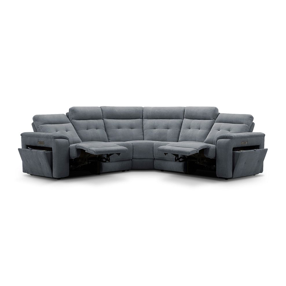 Juno Large Corner Electric Recliner Sofa With Power Headrests in Amigo Coal Fabric 4