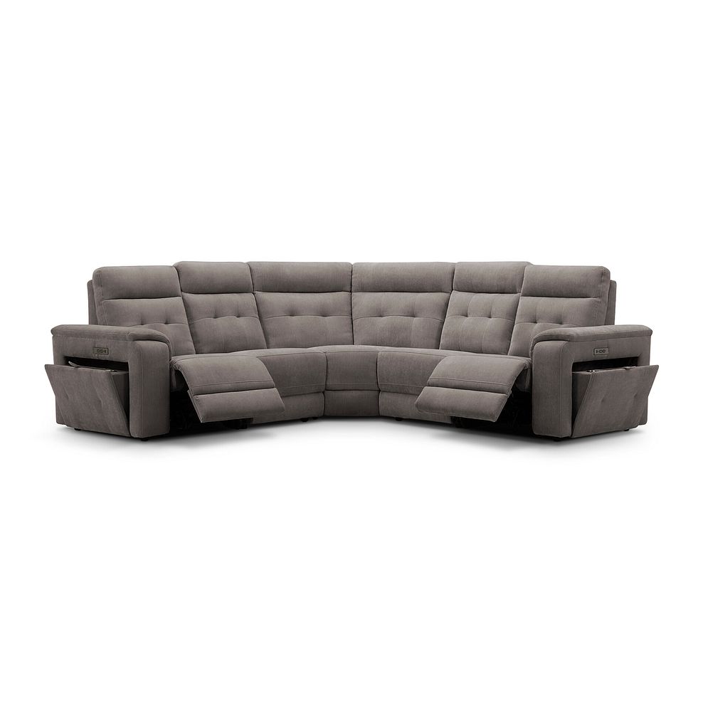 Juno Large Corner Electric Recliner Sofa With Power Headrests rest in Amigo Cocoa Fabric 3