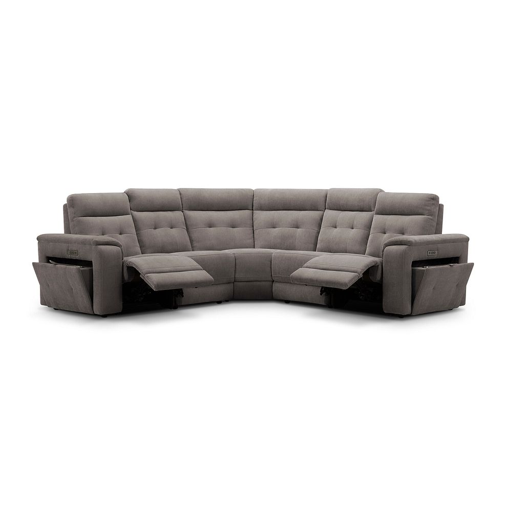 Juno Large Corner Electric Recliner Sofa With Power Headrests rest in Amigo Cocoa Fabric 4