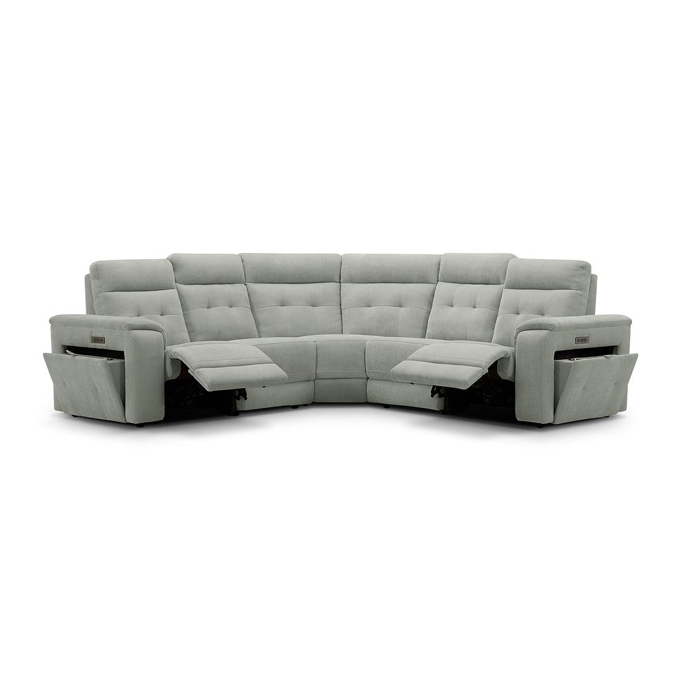 Juno Large Corner Electric Recliner Sofa With Power Headrests in Amigo Sage Fabric 4