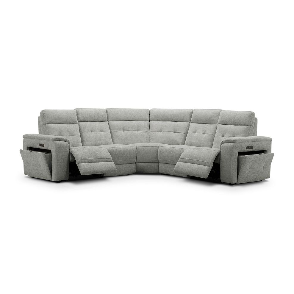 Juno Large Corner Electric Recliner Sofa With Power Headrests in Hopsack Dove Fabric 3