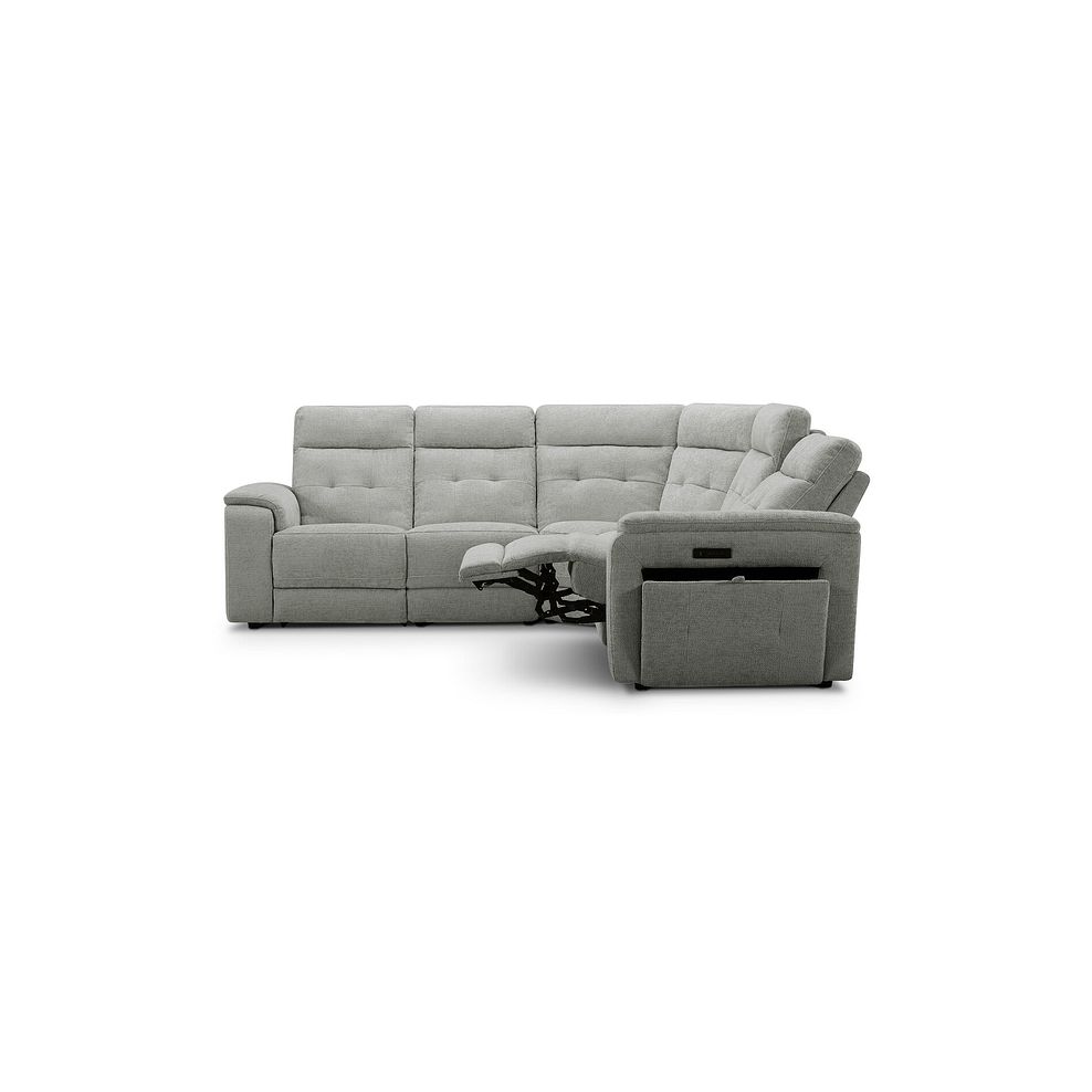 Juno Large Corner Electric Recliner Sofa With Power Headrests in Hopsack Dove Fabric 7
