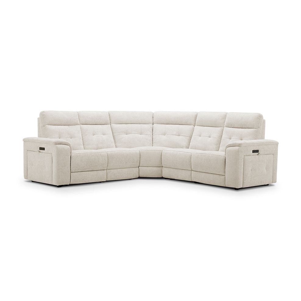 Juno Large Corner Electric Recliner Sofa With Power Headrests in Hopsack Natural Fabric 1
