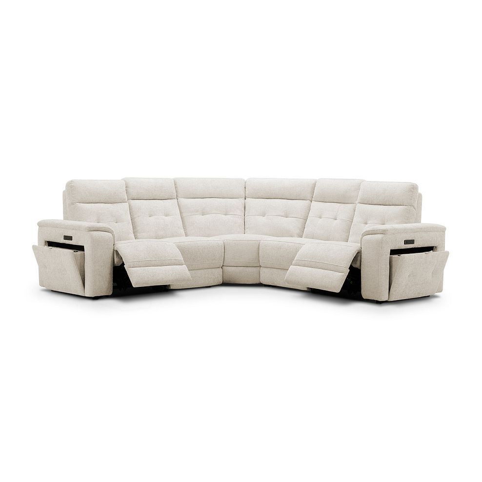 Juno Large Corner Electric Recliner Sofa With Power Headrests in Hopsack Natural Fabric 2