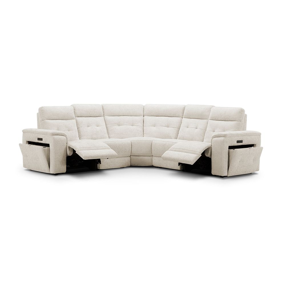 Juno Large Corner Electric Recliner Sofa With Power Headrests in Hopsack Natural Fabric 3