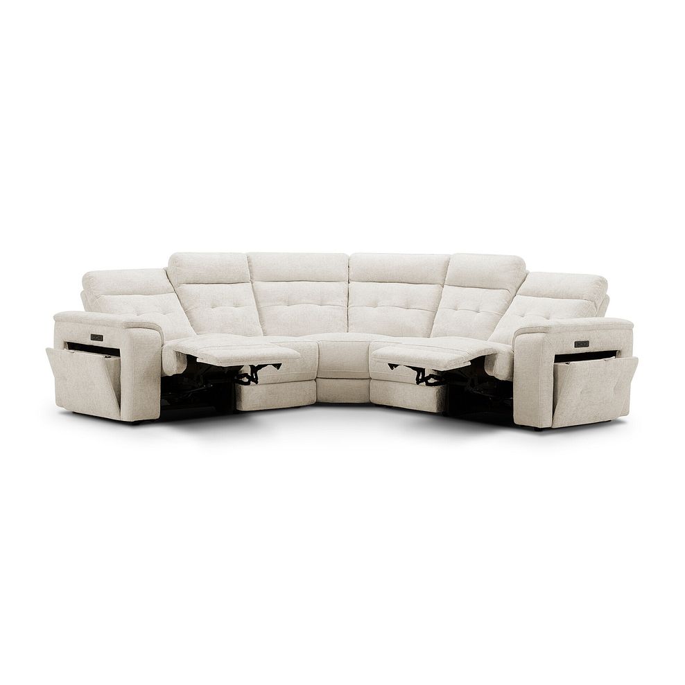 Juno Large Corner Electric Recliner Sofa With Power Headrests in Hopsack Natural Fabric 4