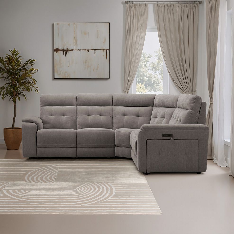 Juno Large Corner Electric Recliner Sofa With Power Headrests in Amigo Coal Fabric 1