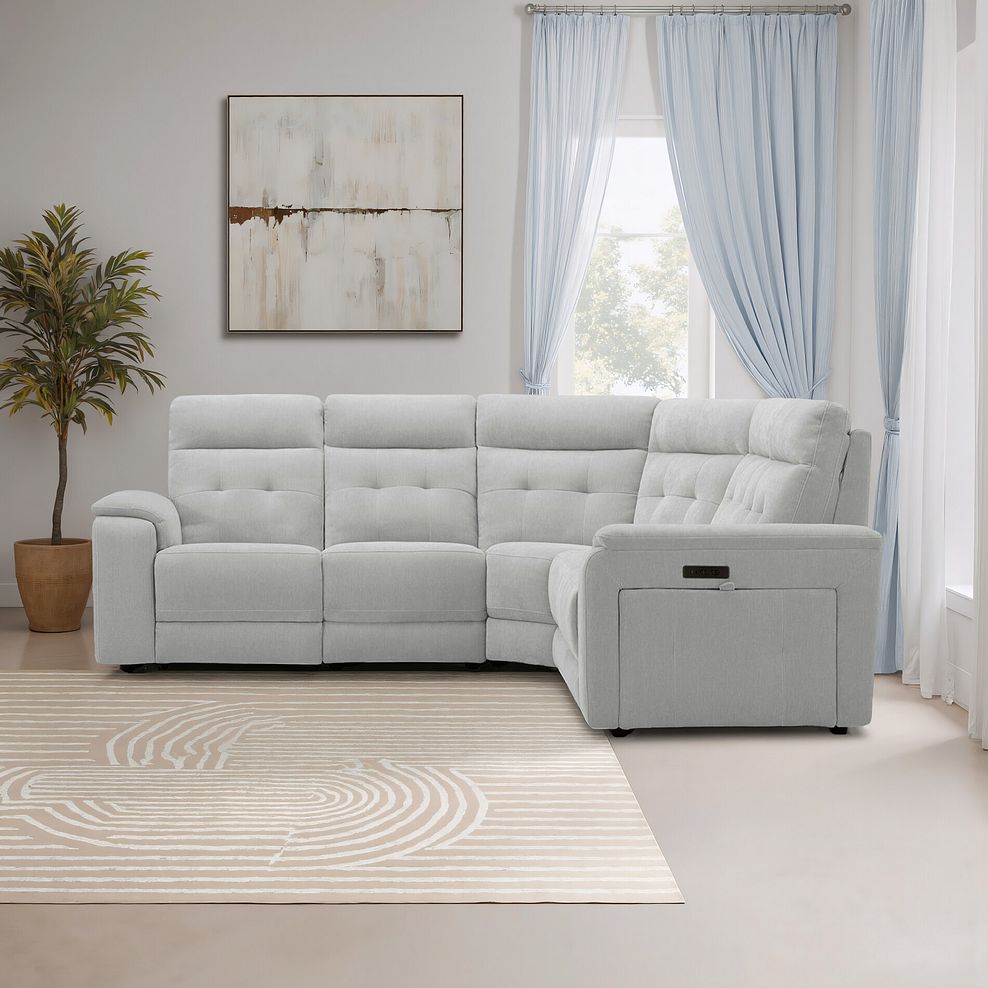 Juno Large Corner Electric Recliner Sofa With Power Headrests in Amigo Dove Fabric 1