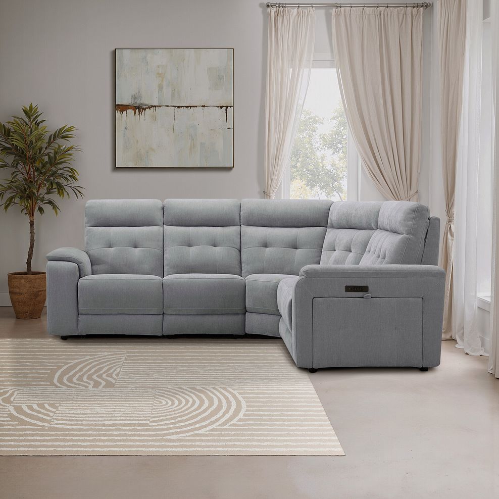 Juno Large Corner Electric Recliner Sofa With Power Headrests in Amigo Granite Fabric 1