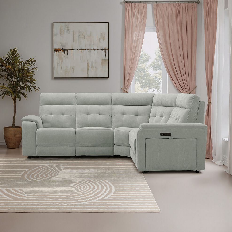 Juno Large Corner Electric Recliner Sofa With Power Headrests in Amigo Sage Fabric 1