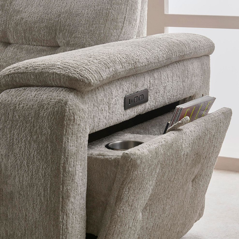 Juno Large Corner Electric Recliner Sofa With Power Headrests in Koto Turtle Dove Fabric 5