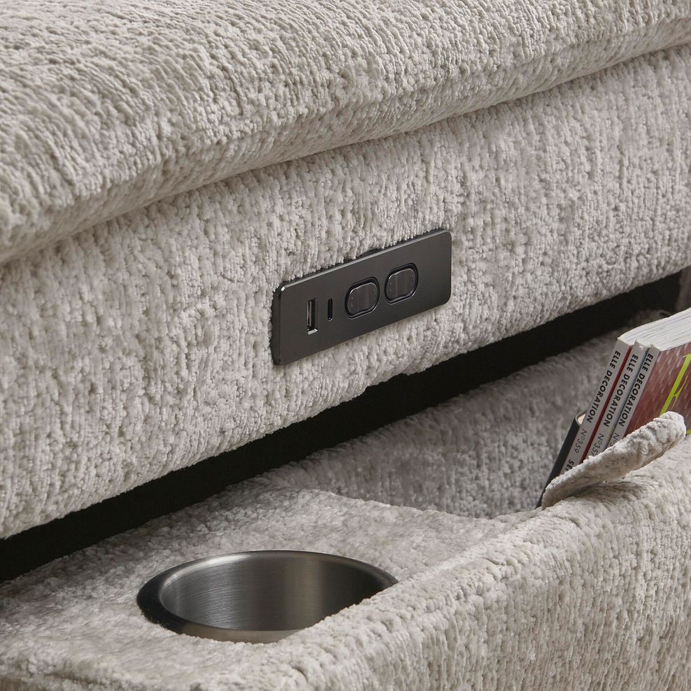 Juno Large Corner Electric Recliner Sofa With Power Headrests in Koto Turtle Dove Fabric 6