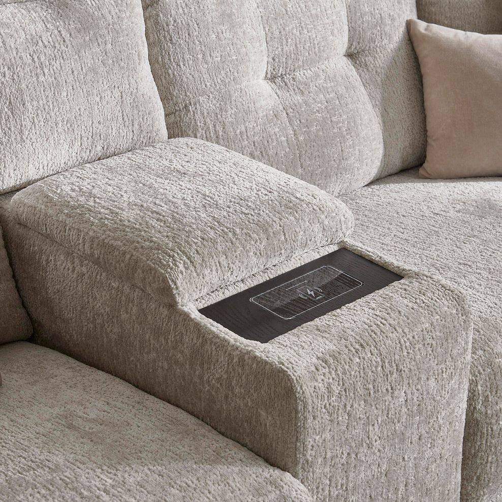 Juno Large Corner Electric Recliner Sofa With Wireless Charging Console and Power Headrests in Koto Turtle Dove Fabric 5