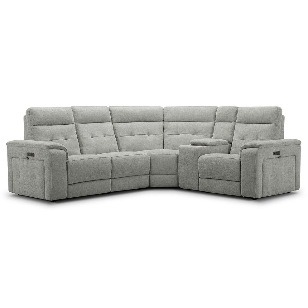 Juno Left Hand Corner Electric Recliner Sofa With Wireless Charging Console and Power Headrests in Hopsack Dove Fabric 2