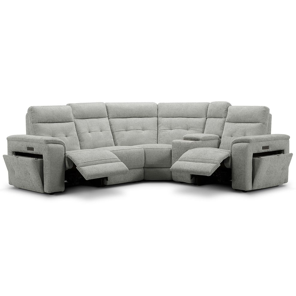 Juno Left Hand Corner Electric Recliner Sofa With Wireless Charging Console and Power Headrests in Hopsack Dove Fabric 4