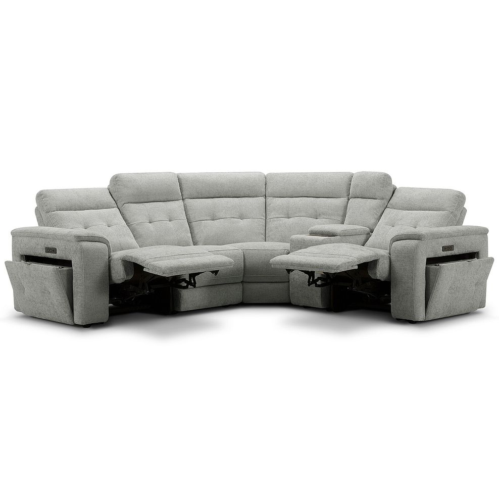 Juno Left Hand Corner Electric Recliner Sofa With Wireless Charging Console and Power Headrests in Hopsack Dove Fabric 5