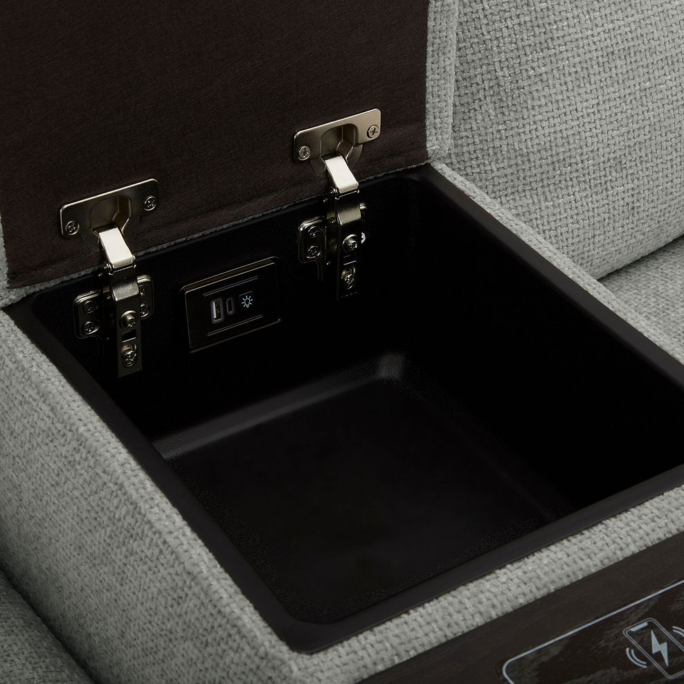 Juno Left Hand Corner Electric Recliner Sofa With Wireless Charging Console and Power Headrests in Hopsack Dove Fabric 16