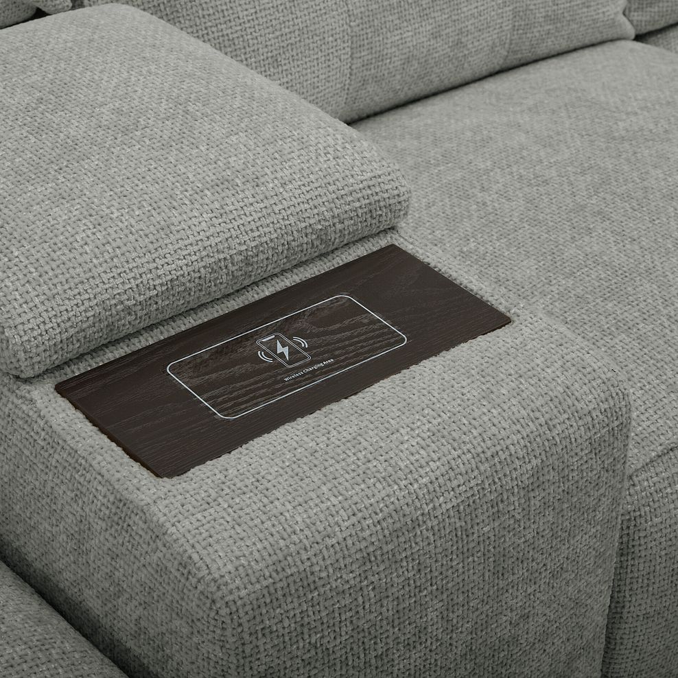 Juno Left Hand Corner Electric Recliner Sofa With Wireless Charging Console and Power Headrests in Hopsack Dove Fabric 17