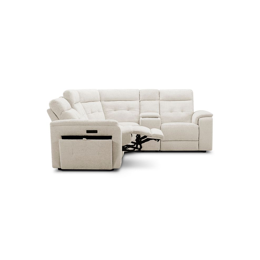 Juno Left Hand Corner Electric Recliner Sofa With Wireless Charging Console and Power Headrests in Hopsack Natural Fabric 7