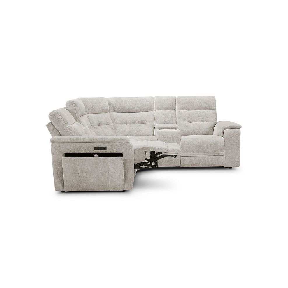 Juno Left Hand Corner Electric Recliner Sofa With Wireless Charging Console and Power Headrests in Koto Turtle Dove Fabric 10