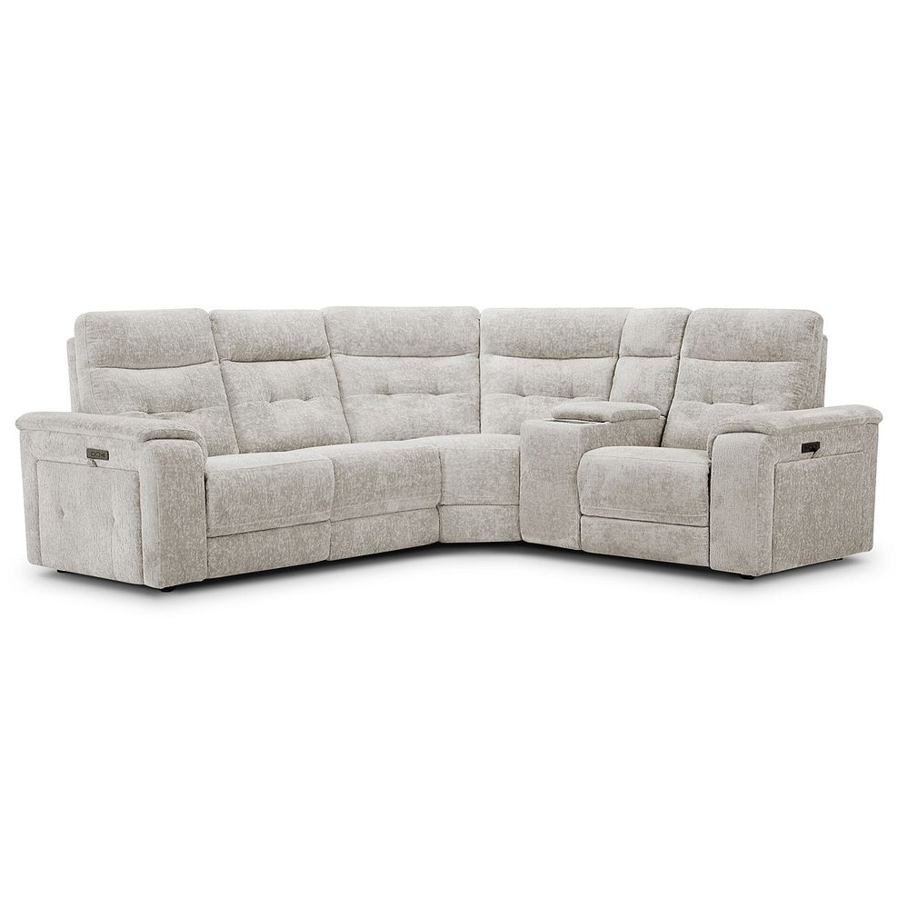Juno Left Hand Corner Electric Recliner Sofa With Wireless Charging Console and Power Headrests in Koto Turtle Dove Fabric 2