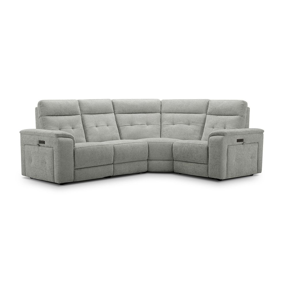 Juno Left Hand Corner Electric Recliner Sofa With Power Headrests in Hopsack Dove Fabric 1