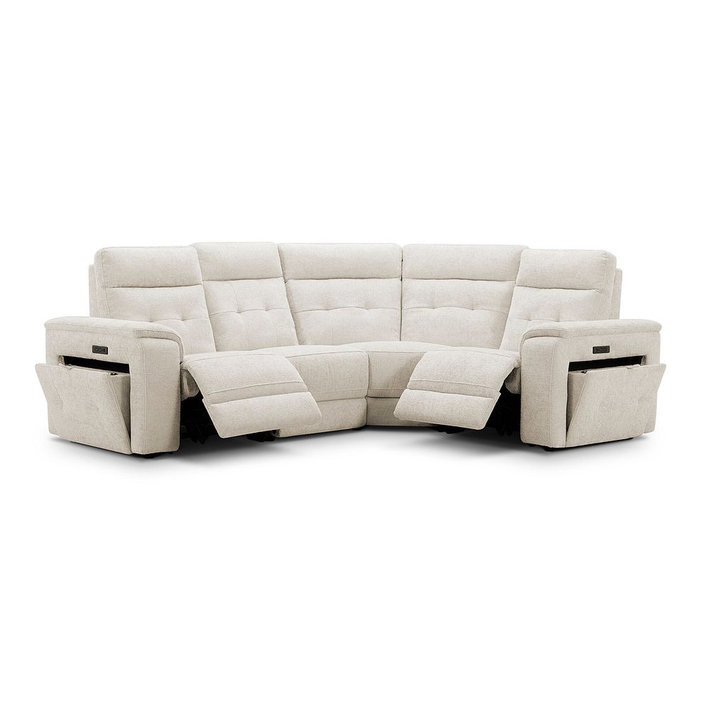 Juno Left Hand Corner Electric Recliner Sofa With Power Headrests in Hopsack Natural Fabric 2