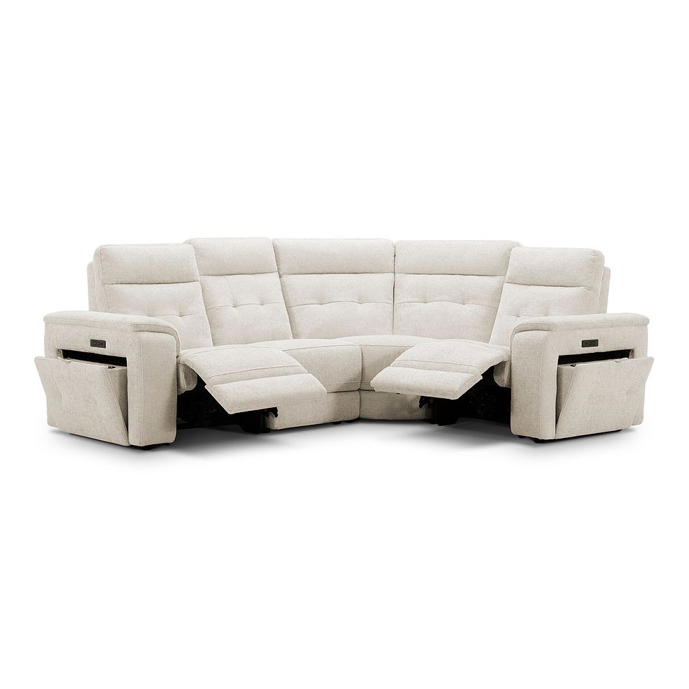 Juno Left Hand Corner Electric Recliner Sofa With Power Headrests in Hopsack Natural Fabric 3