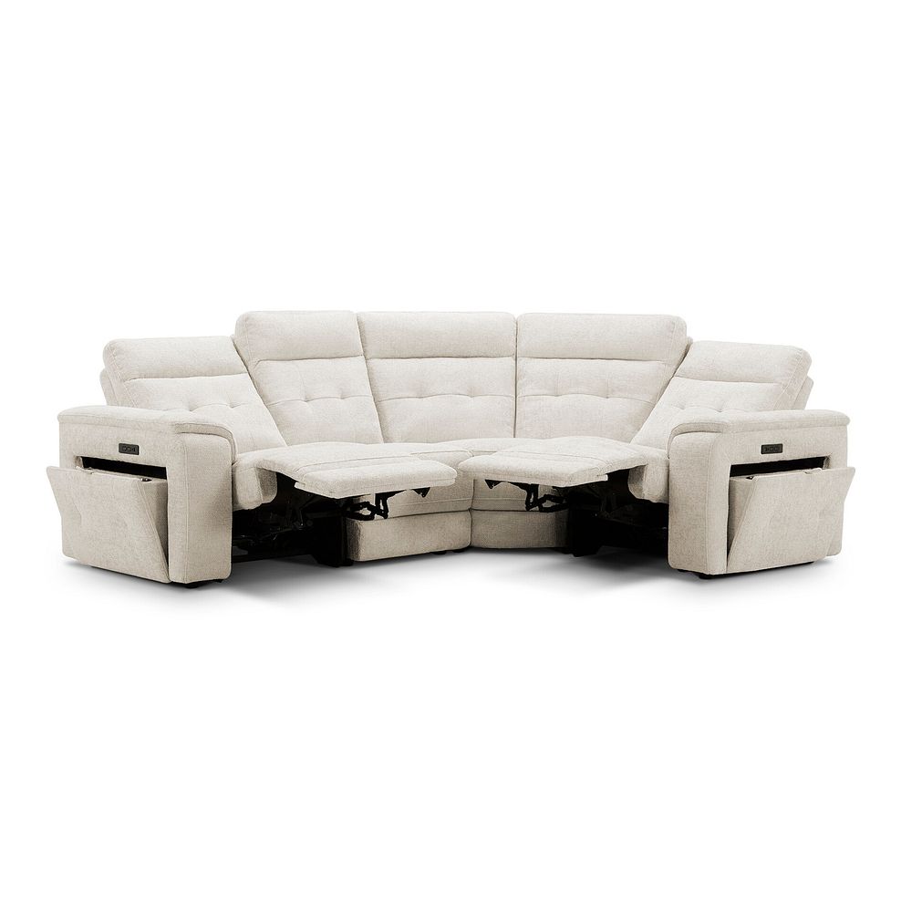 Juno Left Hand Corner Electric Recliner Sofa With Power Headrests in Hopsack Natural Fabric 4