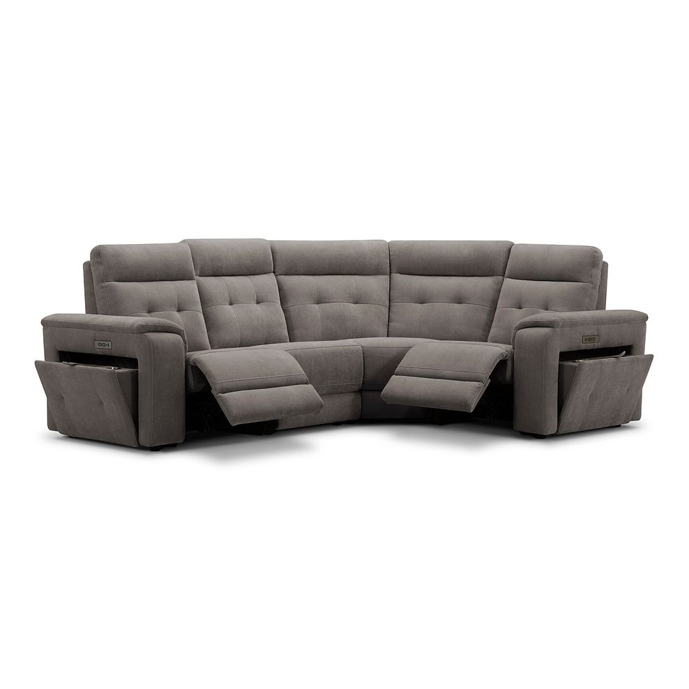 Juno Left Hand Corner Electric Recliner Sofa With Power Headrests in Amigo Cocoa Fabric 2