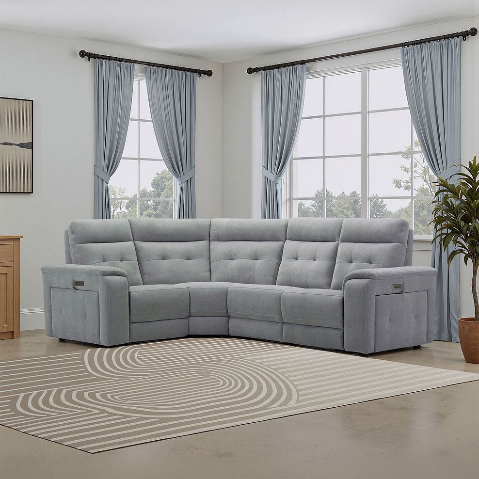 Juno Left Hand Corner Electric Recliner Sofa With Power Headrests in Amigo Granite Fabric 1