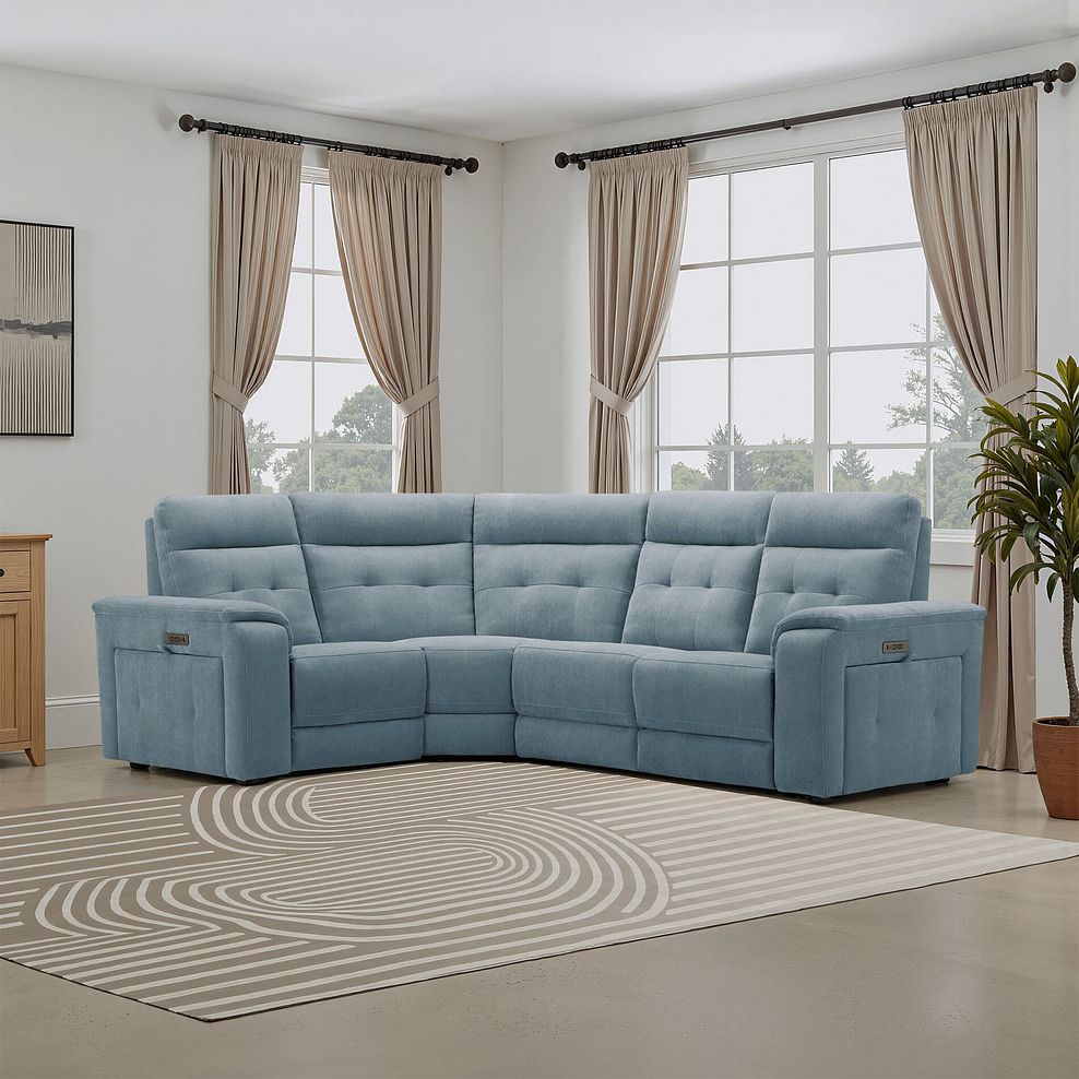 Juno Left Hand Corner Electric Recliner Sofa With Power Headrests in Amigo Mineral Fabric 1