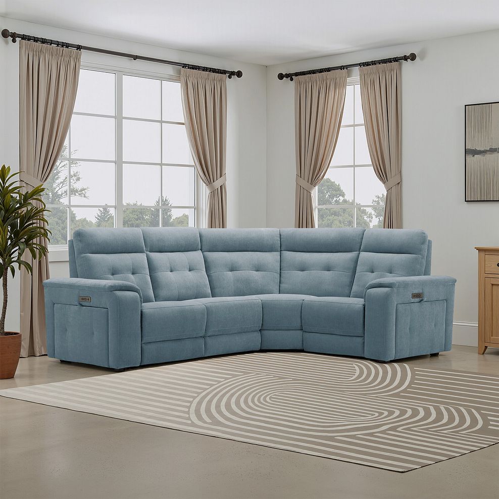 Juno Left Hand Corner Electric Recliner Sofa With Power Headrests in Amigo Mineral Fabric 1