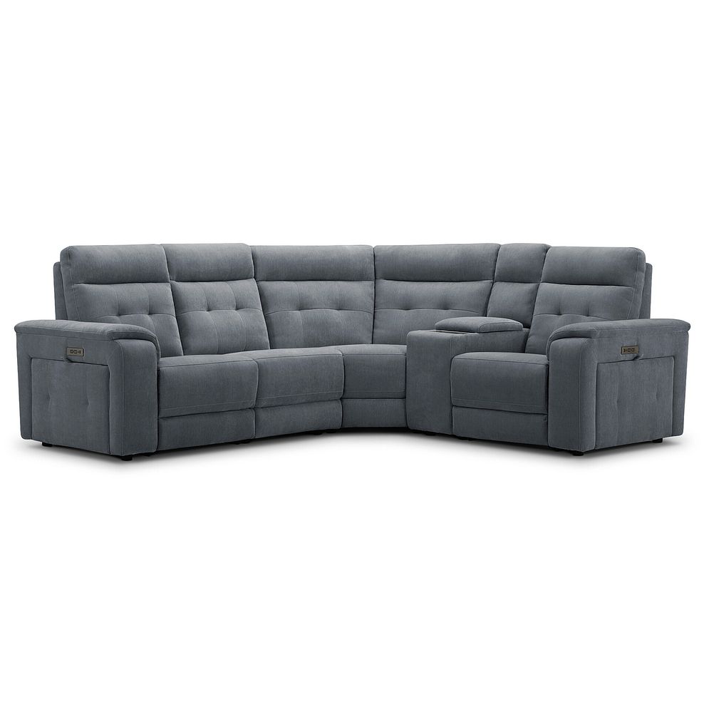 Juno Left Hand Corner Electric Recliner Sofa With Wireless Charging and Power Headrests in Amigo Coal Fabric 2